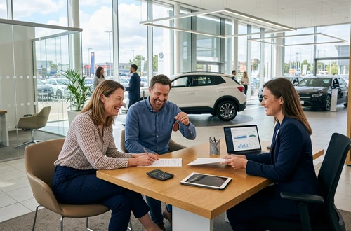 Customer getting answers about their car loan